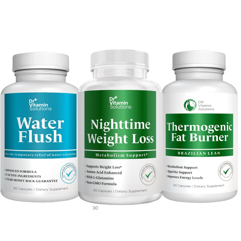 DR VITAMIN SOLUTIONS Night Time Fat Burner, Thermogenic Weight Loss and Diuretic Water Pills - Metabolisme dan Retention Pills for Women and Men 180 caps