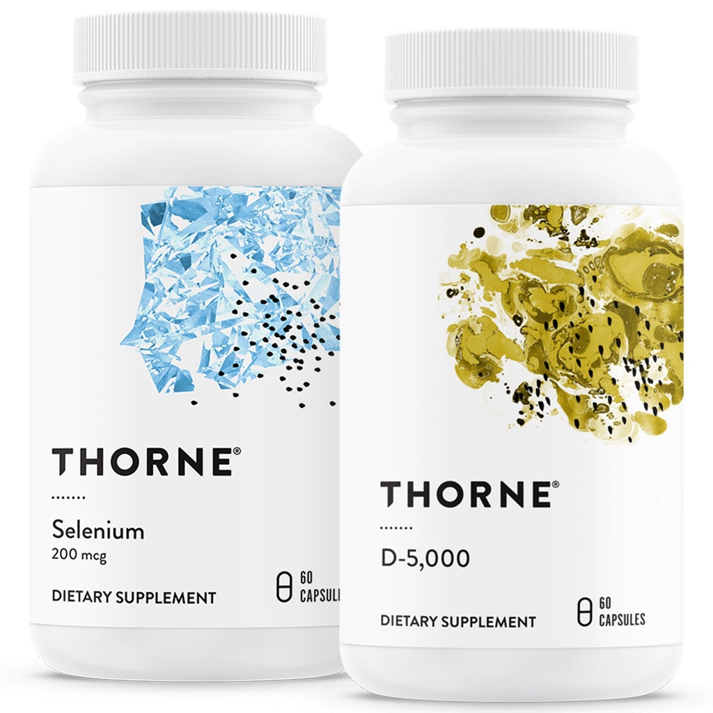 THORNE - Antioksidant & Wellness Bundle - Selenium & Vitamin D-5000 - Dukung Kesehatan Thyroid & Imune Fungsi - 60 Servis