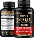 Tonkat Ali Men 1350mg Kompleks - Fadogia Agrestis 124; Tribulus Terrestris - Energy, Power & Performance Dukungan - Ekstra 200: 1 Ekstrak - Test Partai ke-3, Dibuat di AS - 120 Capsules / 2 Bulan