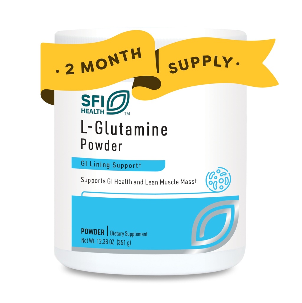 Klaire Labs SFI Health L Glutamine Powder - 5000mg Free- Formull & Hypoallergenic Amino Acid - Pasokan Pemulihan Muscle, Dukungan Imune dan Kesehatan GI - Non Dairten & Gluten Bebas (351 G / 60 Servis)