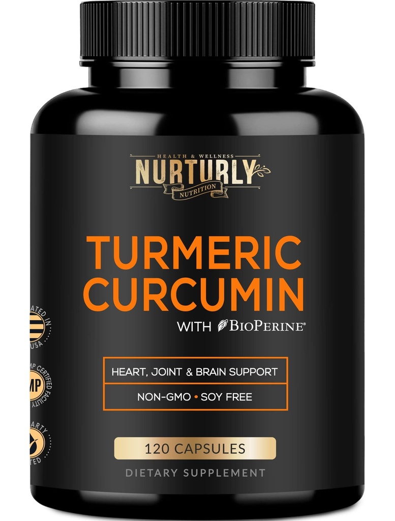 Turmeric Curcumin dengan BioPerine Black Pepper dan 95% Curcuminoid - Suplemen Turmeric Tinggi 1300mg untuk Kesehatan HEarth - Non-GMO, Gluten Free - 120 Capsules