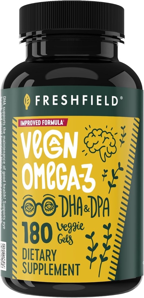 Vegan Omega 3 DHA: Algae Oil, Most Reviewed, Carrageenan Free, Sustainable, Test, No Heavy Metals, Fish Oil Alt, Plant Based Omega. Mendukung Jantung, Otak, Kesehatan Gabungan w / DPA