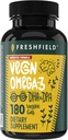 Vegan Omega 3 DHA: Algae Oil, Most Reviewed, Carrageenan Free, Sustainable, Test, No Heavy Metals, Fish Oil Alt, Plant Based Omega. Mendukung Jantung, Otak, Kesehatan Gabungan w / DPA