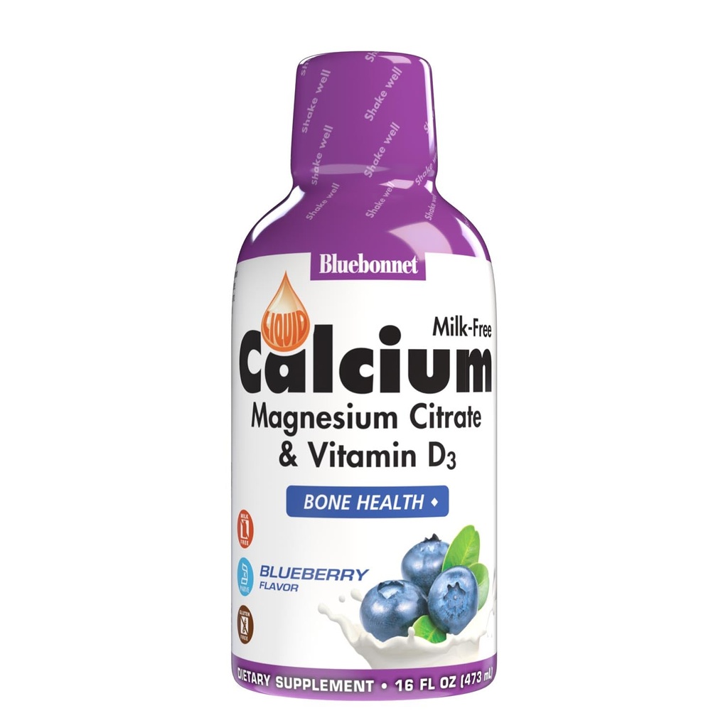 Bluebonnet Nutrition Liquid Calcium Citrate Magnesium Citrate, Vitamin D3, Bone Health, Gluten Free, Soy free, milk free, Kosher, 32 Servings, Blueberry Flavor, 16 Fl Oz (Paket 1)