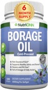Borage Oil - 1000 mg - 180 Softgels - Dingin Menekan Tinggi GLA Borage Seed Oil - Hexane dan PA Free - Besar untuk Skin, Rambut dan Tulang.