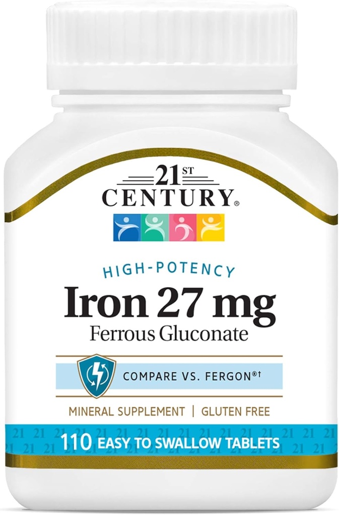 Abad ke-21 Besi 27 Mg Ferrous Gluconate Tablet, 1110 Count