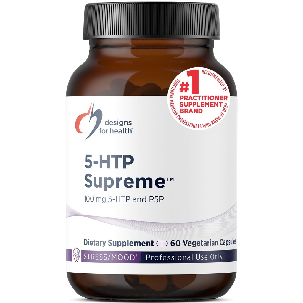 Design Suplemen Tinggi 5- HTP 100mg dengan Vitamin B6 (P-5-P) - 5- HTP Tambahan 100 mg - Serotonin Penresor untuk membantu Dukungan Mood + Appetite sehat (60 Capsules)