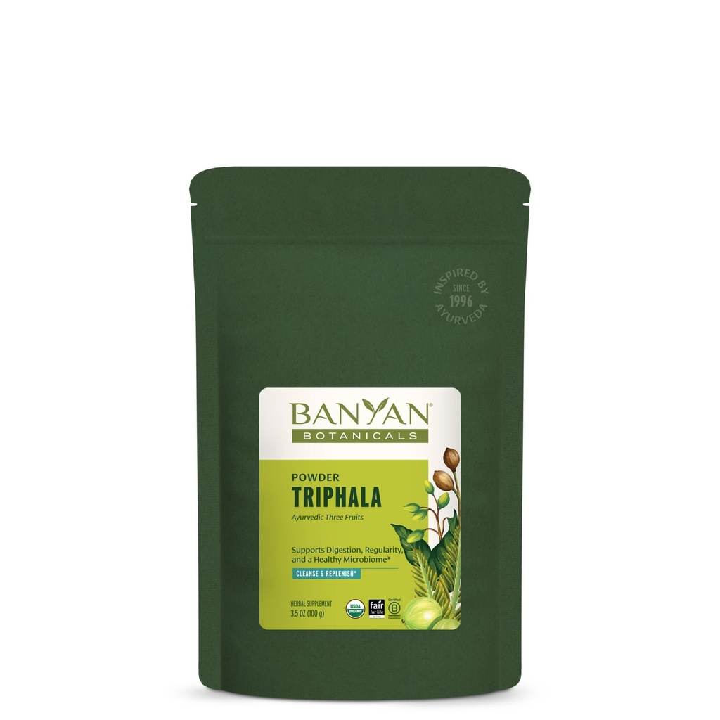 Banyan Botanicals Triphala Powder - Powder Distributik Organik dengan Amla, Haritaki & Bibhitaki - Diadoling, Colon Heally Gut Microbiome * - 3.5 oz - Non-GMO Disediakan Vegan
