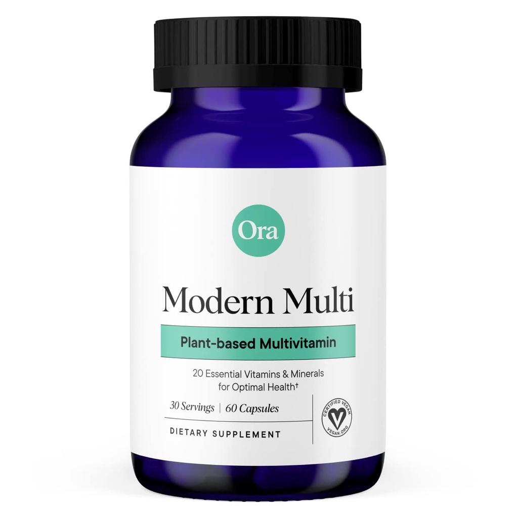 Ora Tanaman Organik Berdasarkan Multivitamin untuk Perempuan dan Pria, Perlindungan Cahaya Biru - Otak, Mata, Energi, Imune, Kulit, Rambut, Jantung, dan Dukungan Kesehatan Tulang, 60 Vegan Kapsul