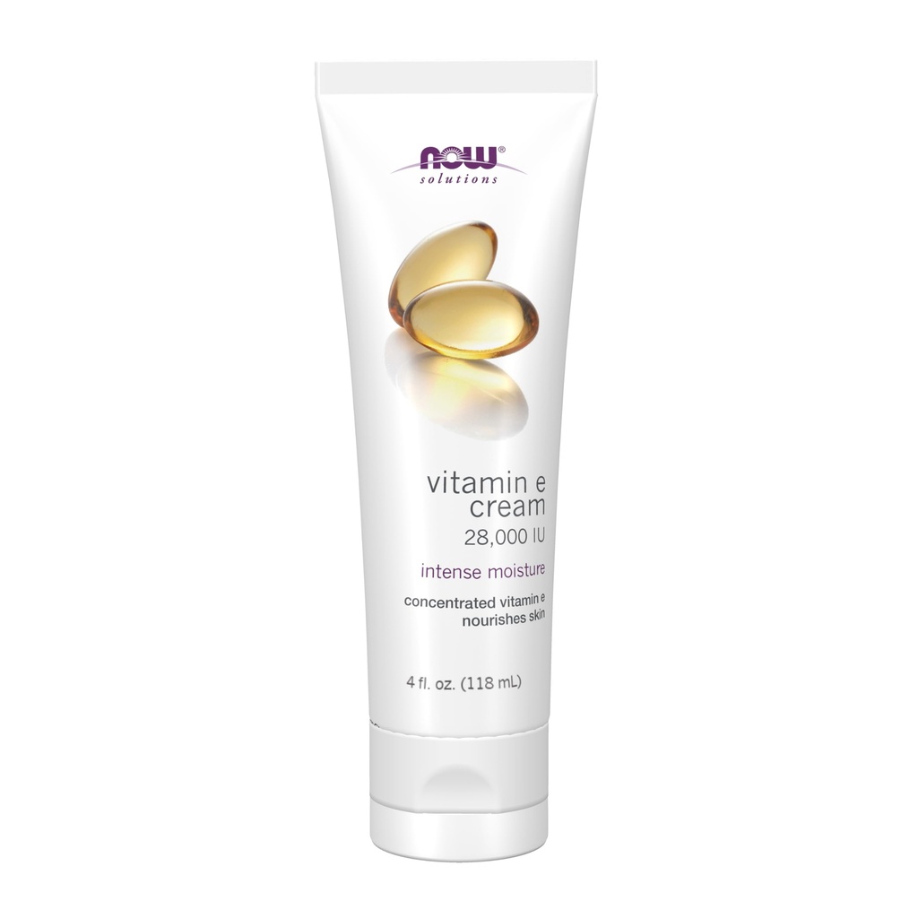 NOW Foods Solutions, Vitamin E Cream 28,000 IU, Intense Moilect, concentbarding Vitamin E, 4-Ounce