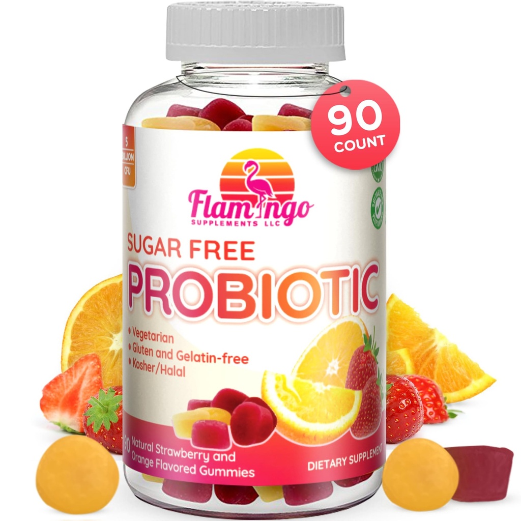 Gumi Probiotik Sugar Free-- 3 Milyar CFU Mengurangi Gas, Bloating - Probilefor Women, Anak dan Mens Probiotik Bacillus Coagulans - Natural, Vegan, Vegetarian, Kosher, Halal - 90 Gummy Progration