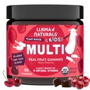 Anak Llama Multivitamin Gummies, Vegan, Organik dengan Vitamin D, C & K, Toddler Real Fruit Vitamin, Supplemen Chewable Food Multivitamin, No Added Sugar Cane, Cherry, 90 Ct