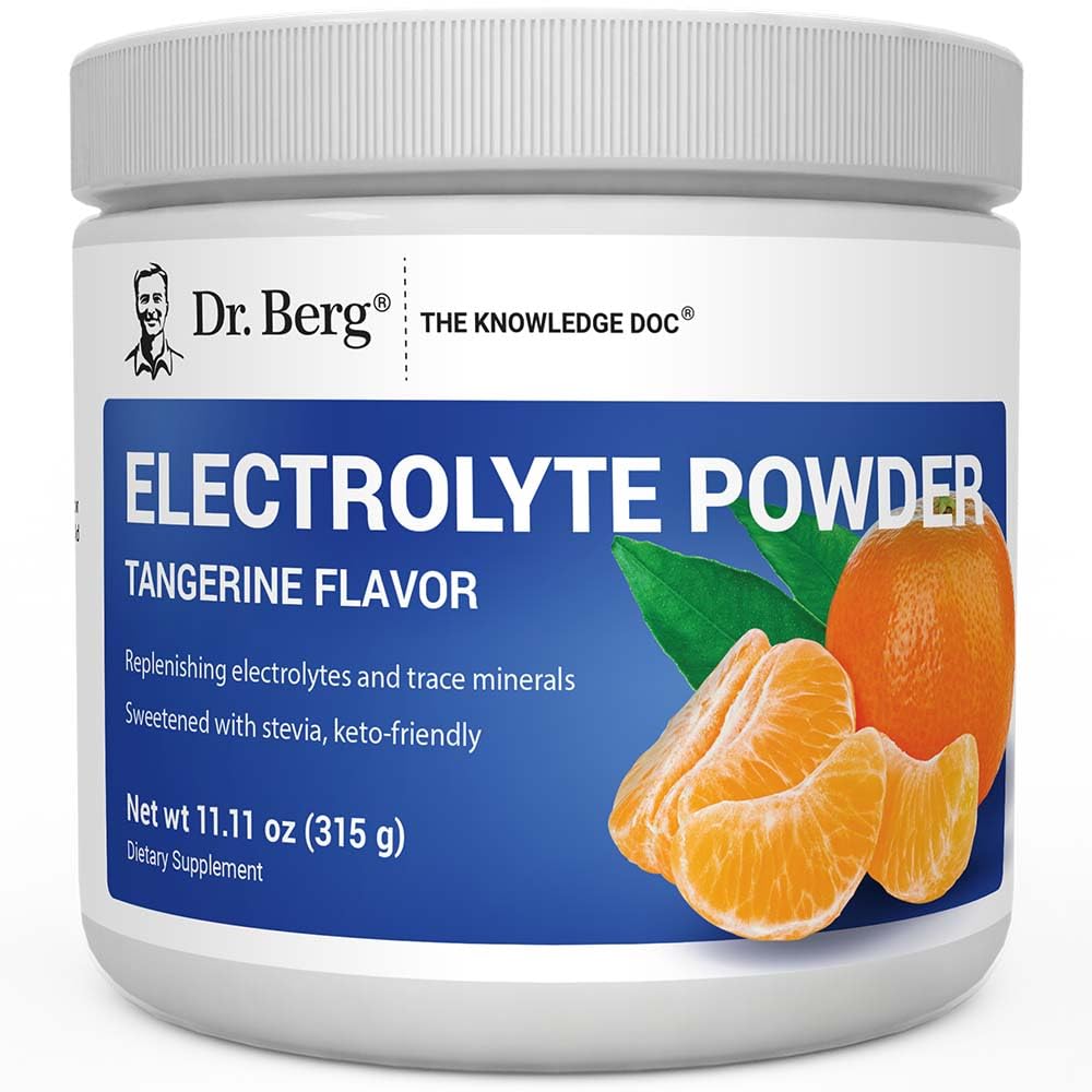 Dr. Berg Zero Sugar Hydration Keto Electrolyte Powder - Enhanced w / 1000 mg of Potasium & Real Pink Himalaya Salt (TIDAK Tabel Garam) - Tangerine Flavor Hydration Drink Supplemen - 50 Pelayan