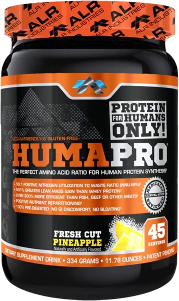 Humapro 124; Amino Acids Protein Matrix untuk Manusia 124; 99% Utilisasi untuk Lean Muscle 124; Vegan, Gluten Free 124; 334g / 45 melayani (Fresh Cut Pineapple)