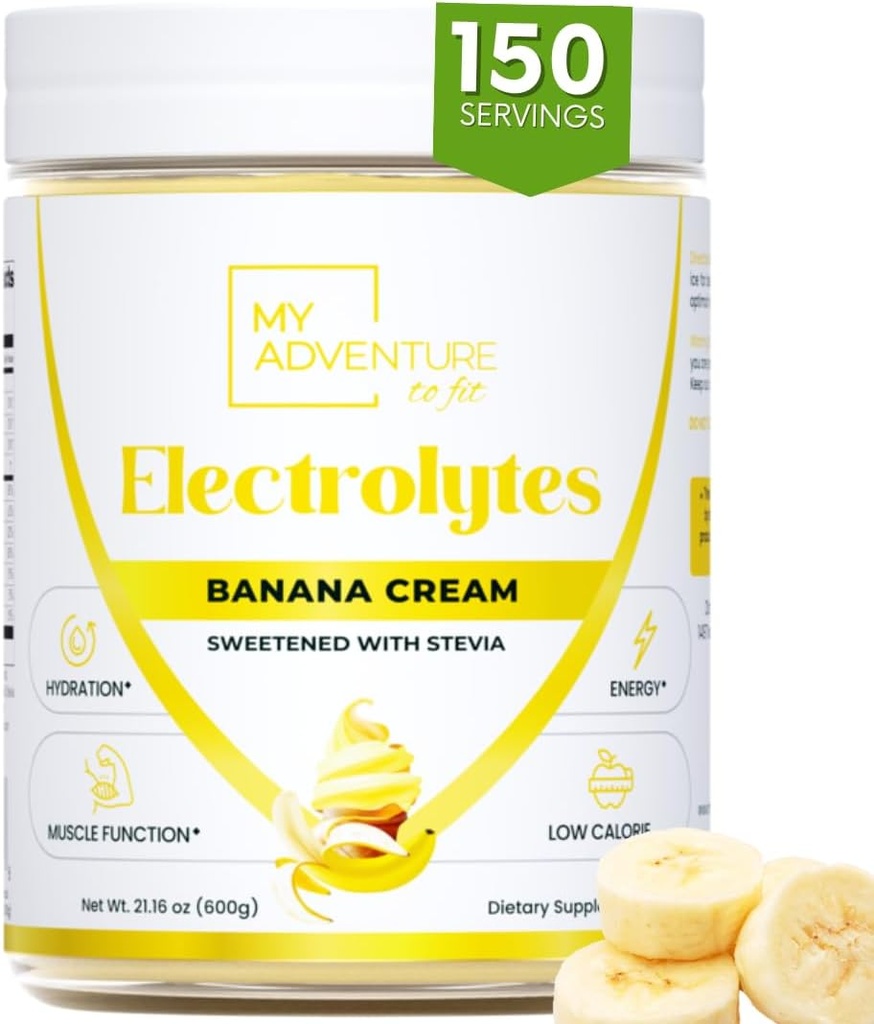 Zero Sugar - Banana Cream Electrolytes Powder - Menyegarkan Hidration - Caffeine Free Energy with All Natural Ingredians - Vegan Keto & Paleo - Sugar Free Electrolytes Powder Minum Mix - 150 Servis