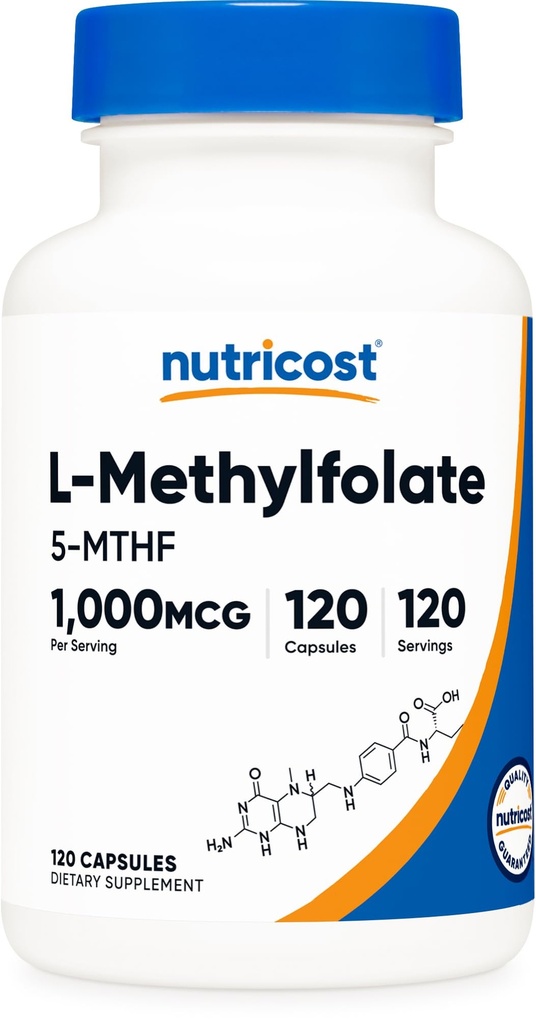 Nutricost Methylfolat 1000mcg, 120 Vegetarian Capsules - Gluten Free, Non-GMO (Methylated Folate)