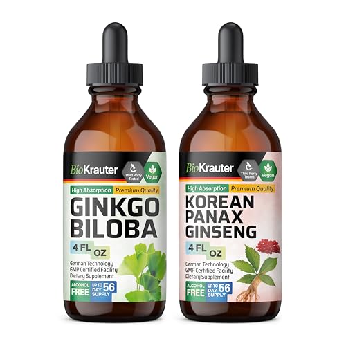BIO KRAUTER Ginkgo Biloba Ticture 4 Fl Oz. & Ginseng Tincture 4 Fl.