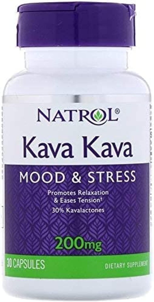 Natrol Kava Kava Capsule, 200 Mg - 30 per pak - 3 pak per kasus.