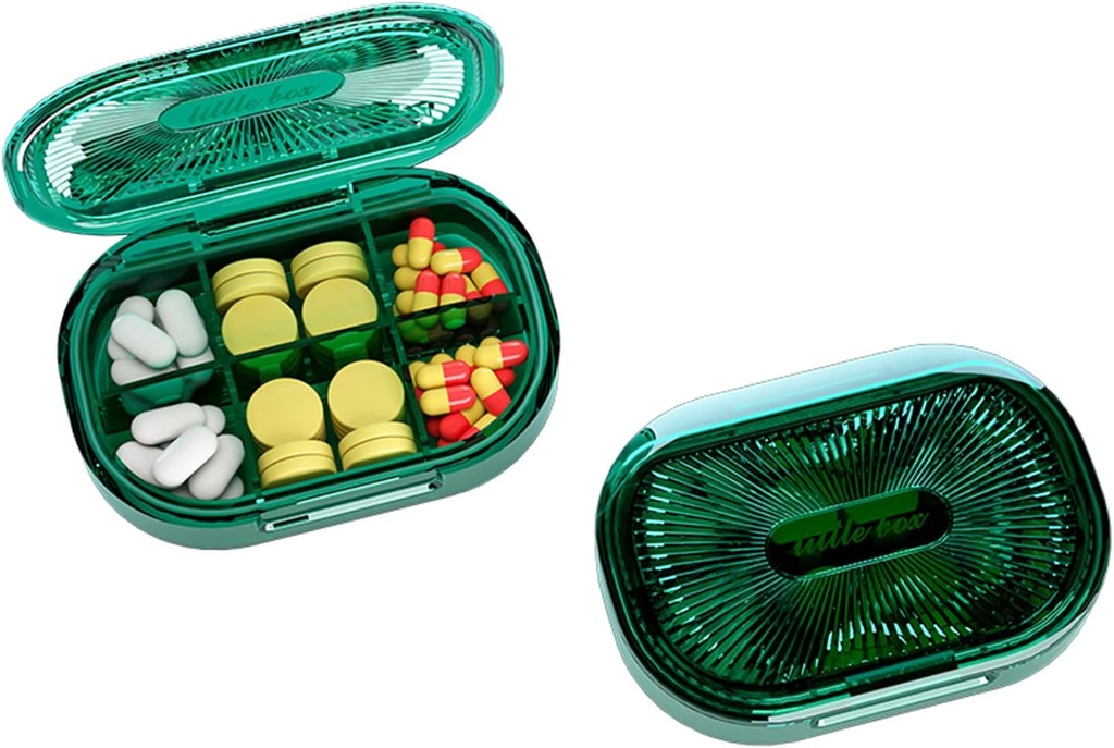 Kotak Pil Kecil, Kotak Pil Bukti Moisant, Penyelenggara Pill untuk Pocket Purse, Obat-obatan Harian Portabel Vitamin, Minyak Ikan, Suplemen (Hijau)