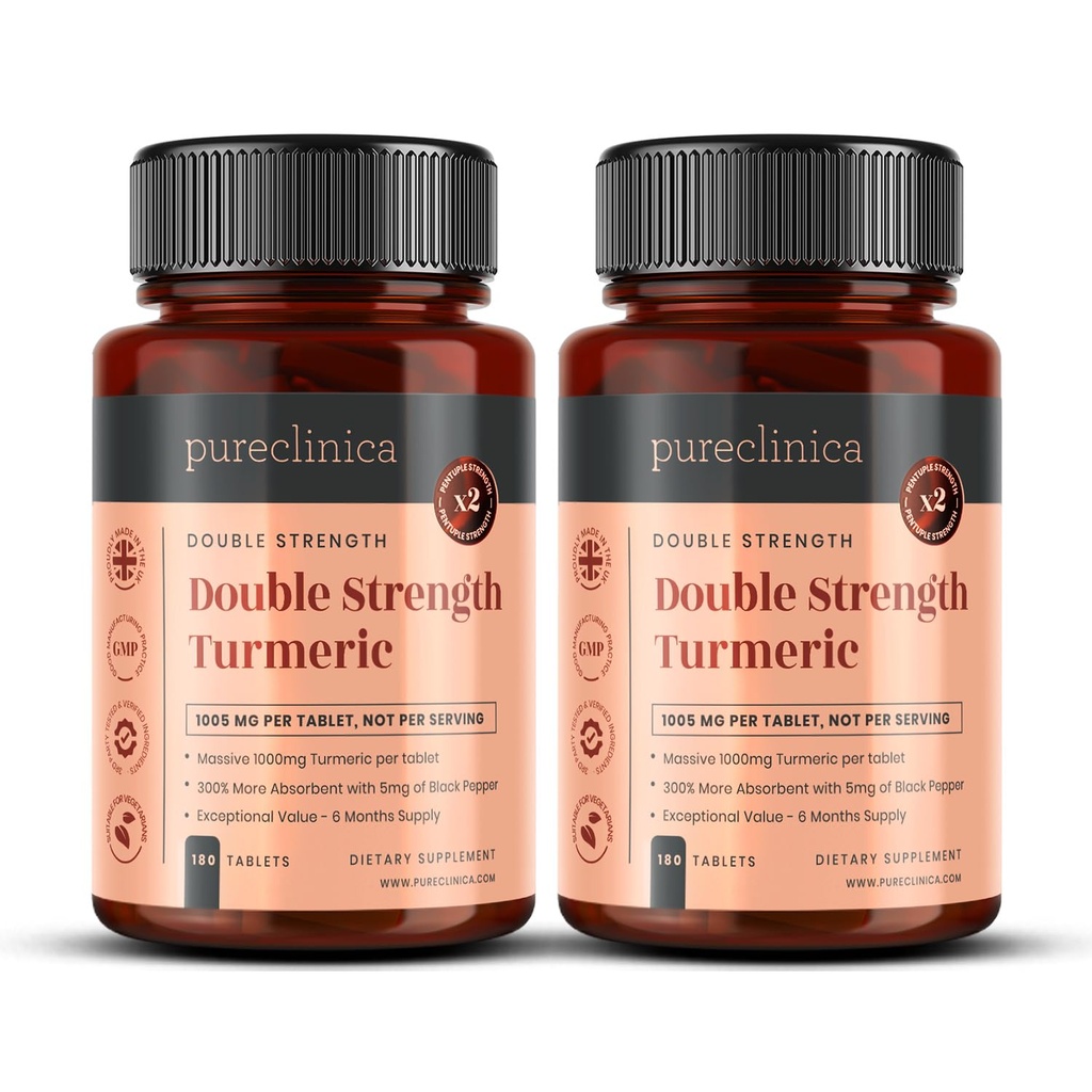 Dua kekuatan Turmeric - Besar 1000mg x 360 Tablet - 200% lebih Turmeric dan Natural Levels dari Mampu Curcumin per Talet - dengan 5mg Black Pepper Ekstrak untuk 300% Peningkatan Besar