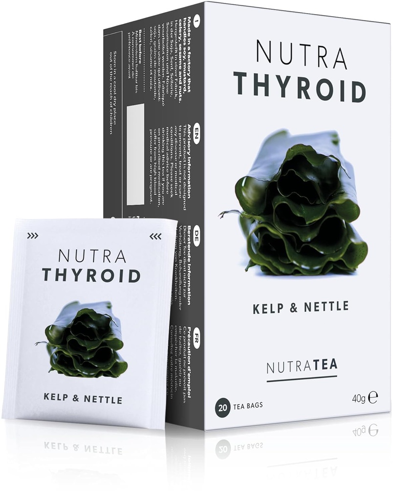 NUTRATHYROID - Thyroid Health Tea: 124; Metabolism Tea - Menyediakan Dukungan Thyroid - termasuk Kelp, Bladderwrack & Ashwagandha - 60 Enveloped Tea Bags - oleh Nutra Tea - Herbal Tea - (3 Pack)