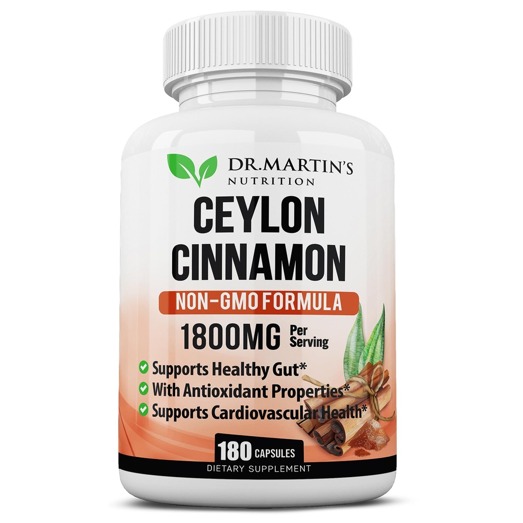1800mg Organic Ceylon Capsules 124; 180 Count 124; Pendukung Joints, Respon Inflammatory Sehat, Antioxidant & Cardiovascular Kesehatan 124; Non-GMO & Gluten Free Suplemen