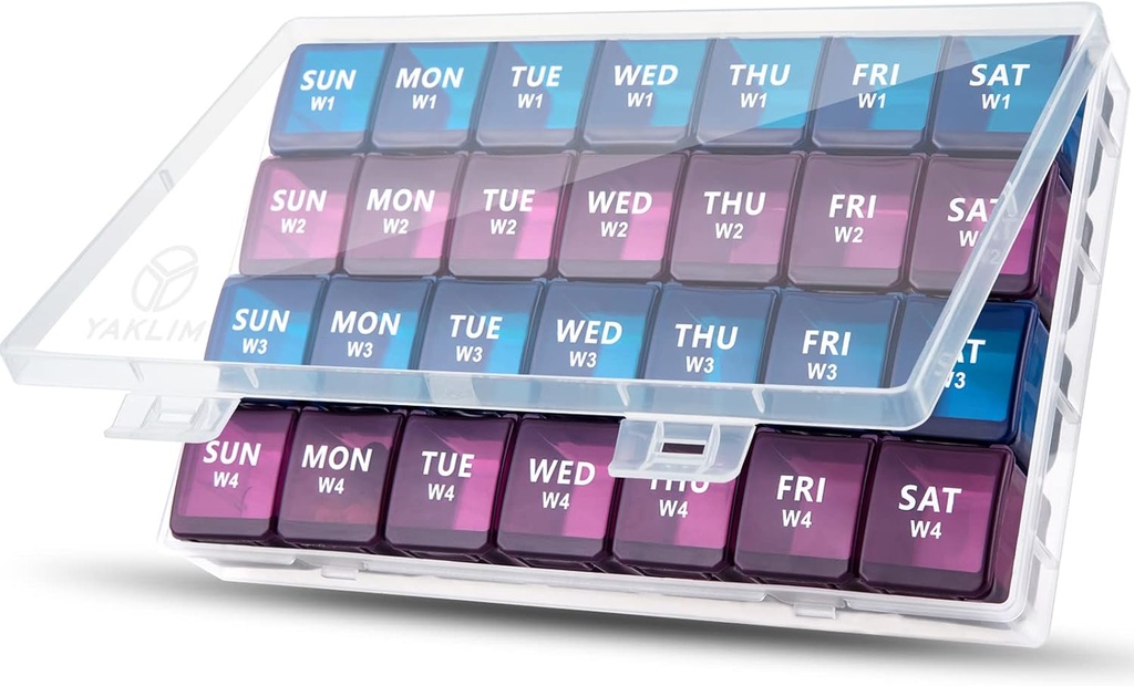 XL Monthly Pill Organizer 1 Time a Day, 4 Week Pill Case Comment, Yiklim Weekly Vitamin Organizer Extra Large, Medicine Container for Daily Pill Keeper