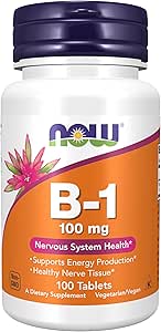 NOW Foods Vitamin B-1 (Thiamine) 100mg, 100 tablet (Paket 2)