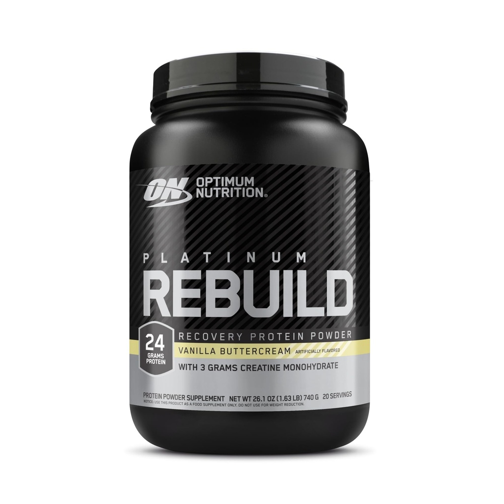 Optimum Nuttrition Rebuild Platinum, Premium Platinum Blend Powder with Creatine, Vanilla Buttercream, 20 Servis