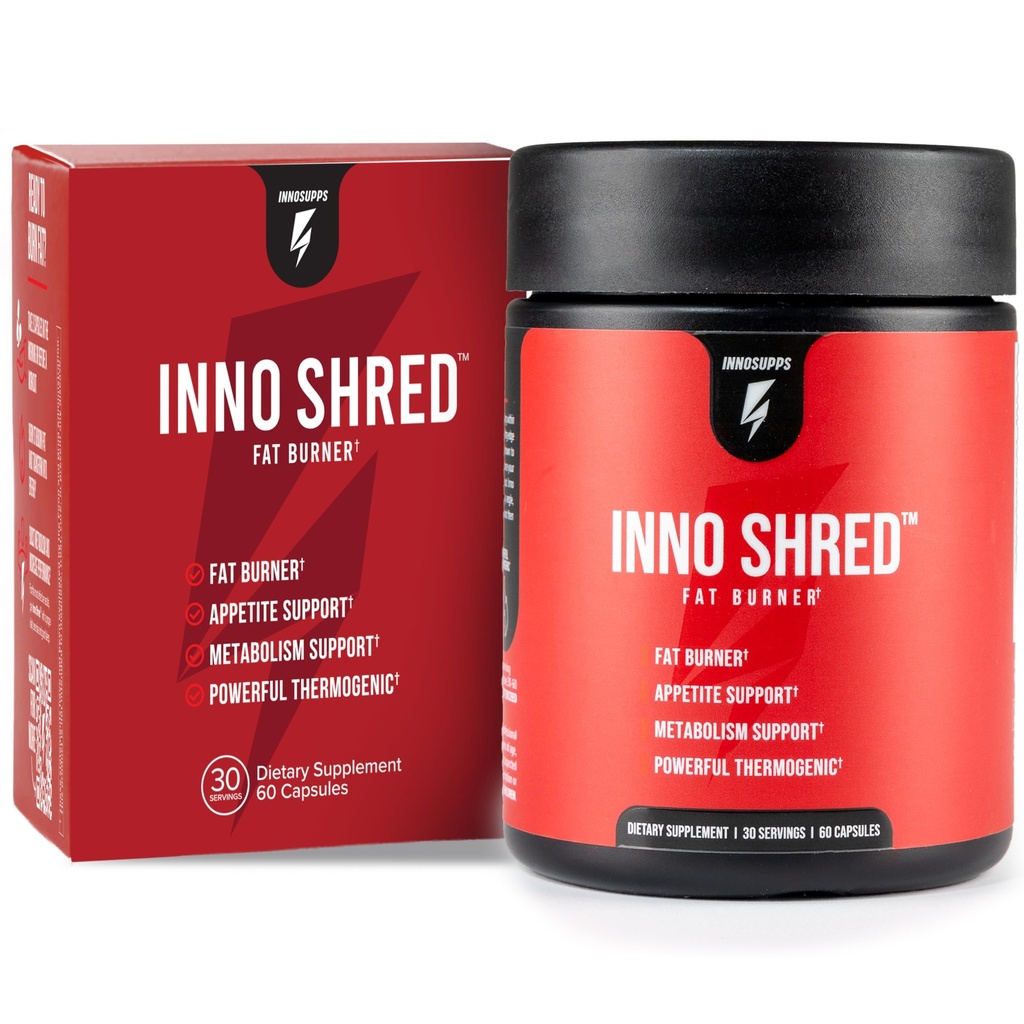 Inno Shred Thermogenic Fat Burner for Men & Women - Appetit Supresan, Energy & Metabolism Dukungan dengan Capsimax, Paradoxine, Tea Extract - 60 Capsules, 30 Servings