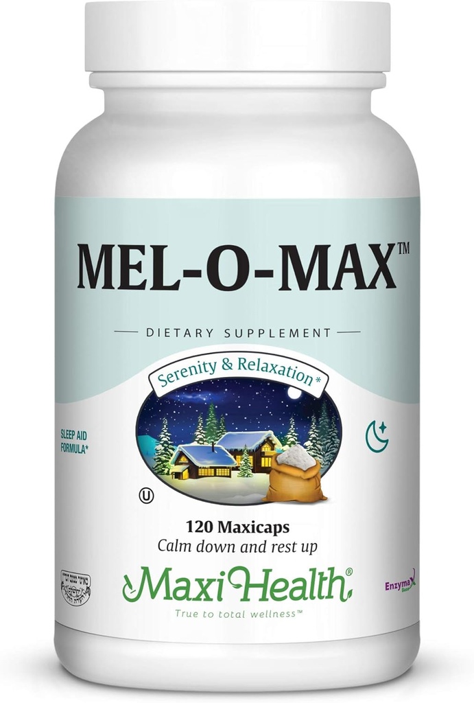 Maxi Health Mel-O- Max - Melonatin - with Valerian Root - Sleep Aid - 120 Capsules - Kosher