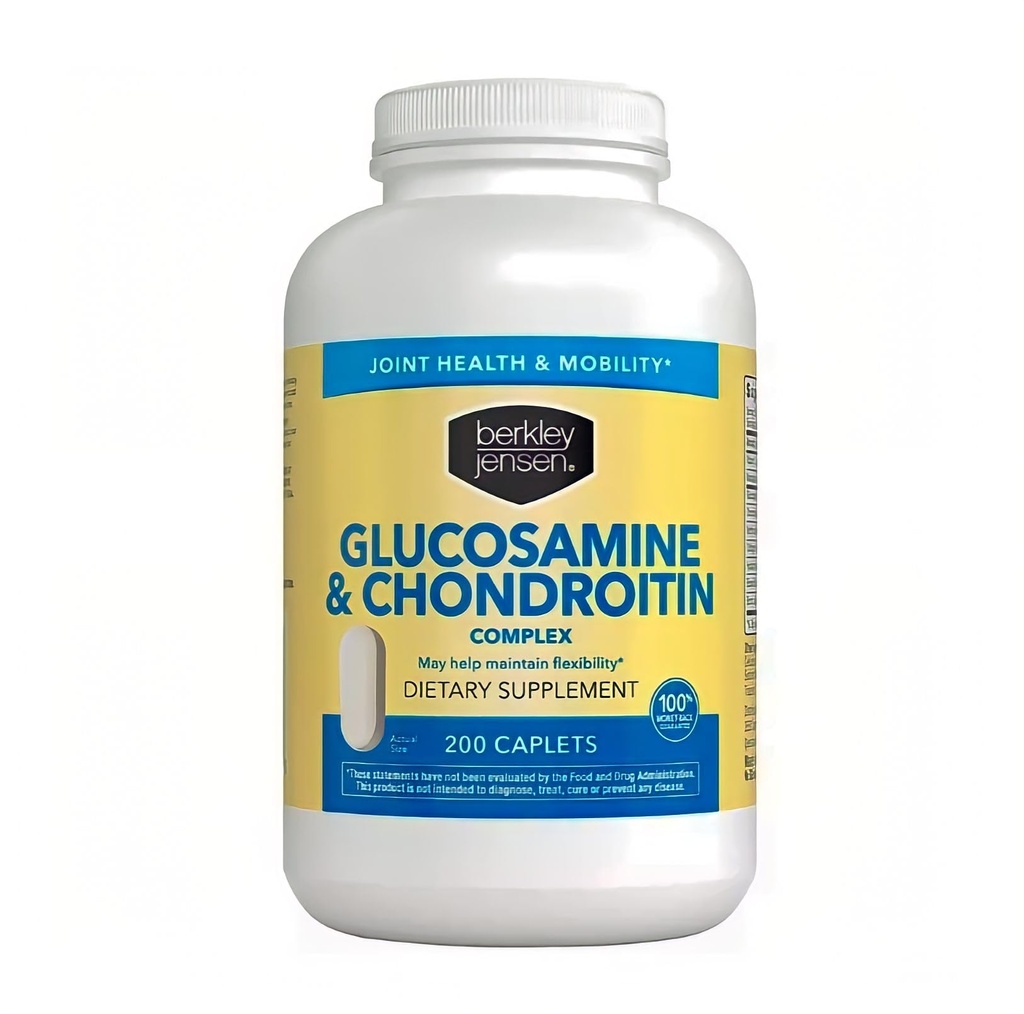 Berkley Jensen Glucosamin Chondroitin MSM Boswellia Complex - Triple Power Advanced Dieter Suplement for Joints, Ligaments, Tendon, Bones, Connective Tows Support, 200 Caplets (Pack of 1)