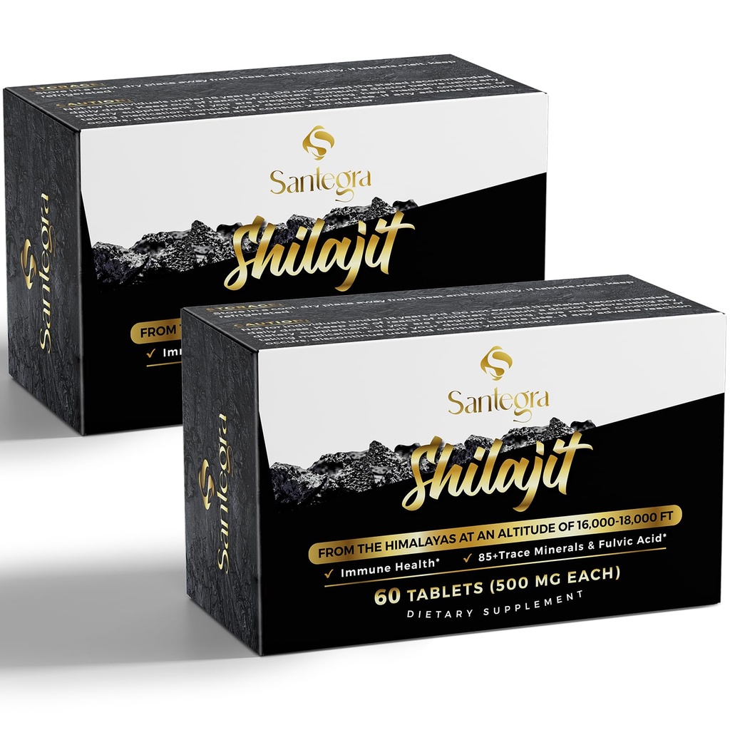 30.000 MG Shilajit Tablet, 100% Shilajit Pure Tablet untuk Perempuan & Pria, Himalaya Organik, Fulvic Acid & 85 + Trace Mineral, Resin Suplemen Energi dan Sistem Imune, 120 Counts