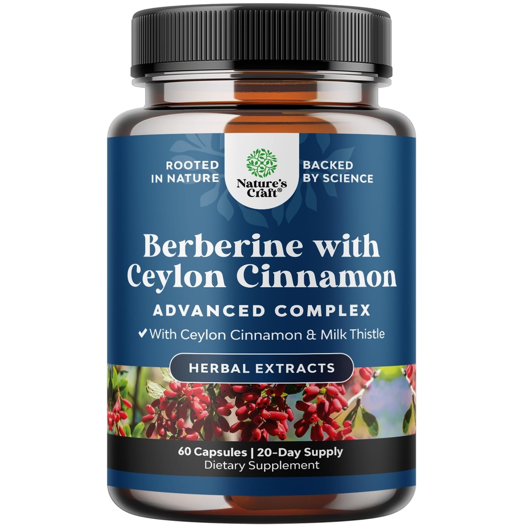 Balancing Berberberine Plus 1200 mg Per Serving Complex - Antioxidant Berberine dengan Ceylon Cinsules Plus Silymarin Milk Thistle Extract - Aktif PK untuk Kesehatan Hati dan Gula Dukungan 60 Capsules