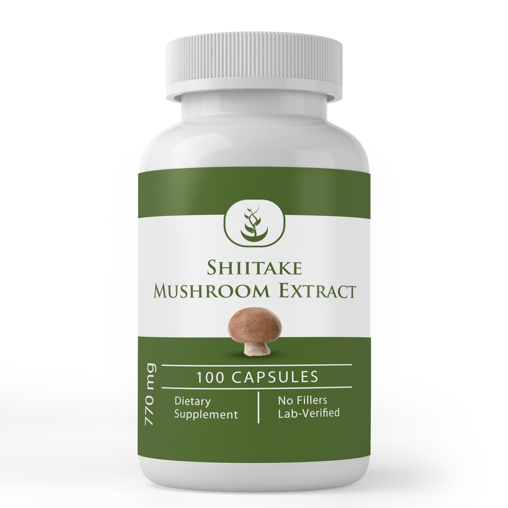 Murni Ingrediens Shiitake Mushroom Ekstrak (100 Capsules) Selalu Murni, Tidak Ada Addicitives Atau Pengisi, Lab Verified