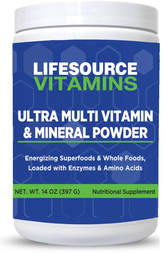 LifeSource Vitamin Ultra Multi Vitamin & Mineral Powder - Whole Food Based - 30 Day Supply