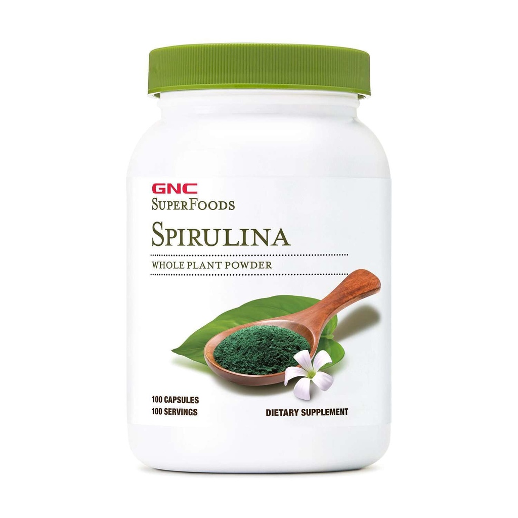 GNC SuperFoods Spirulina Whole Plant Powder Capsules, 100 Kapsul, 100 Pelayan