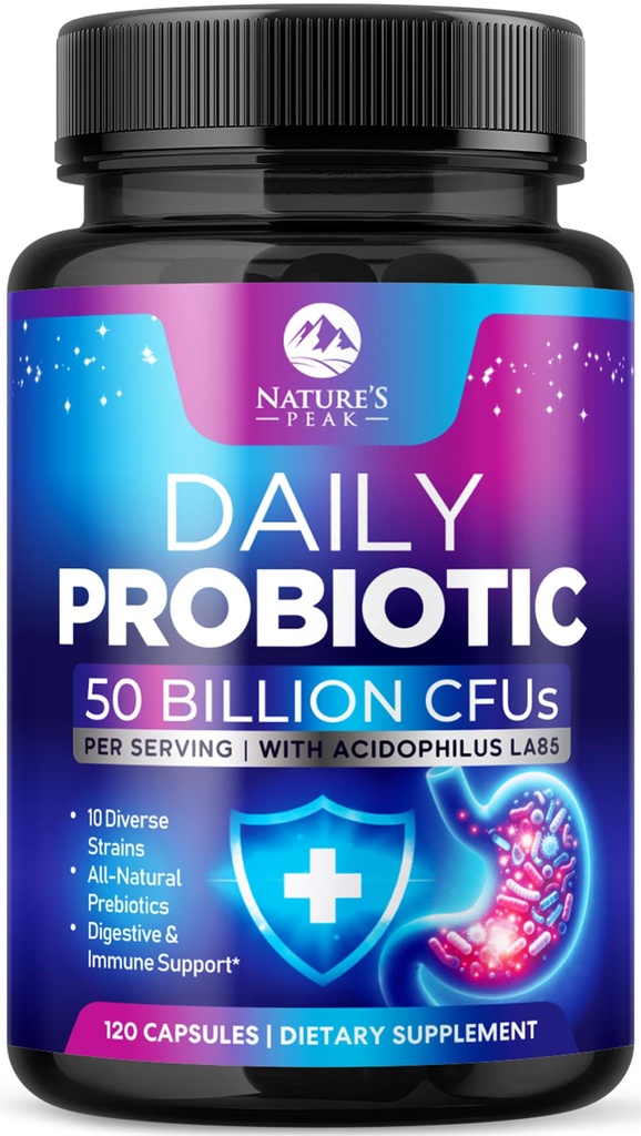 Probilisasi 60 Milyar CFU - 10 Strains + Digetical Enzymes & Prebiotik - Probiotic Terbaik untuk Perempuan & Pria, Support Imune, Kesehatan Gut, Konstiminasi Occasional, Diweids, Gas & Bloating - 120 Capsules