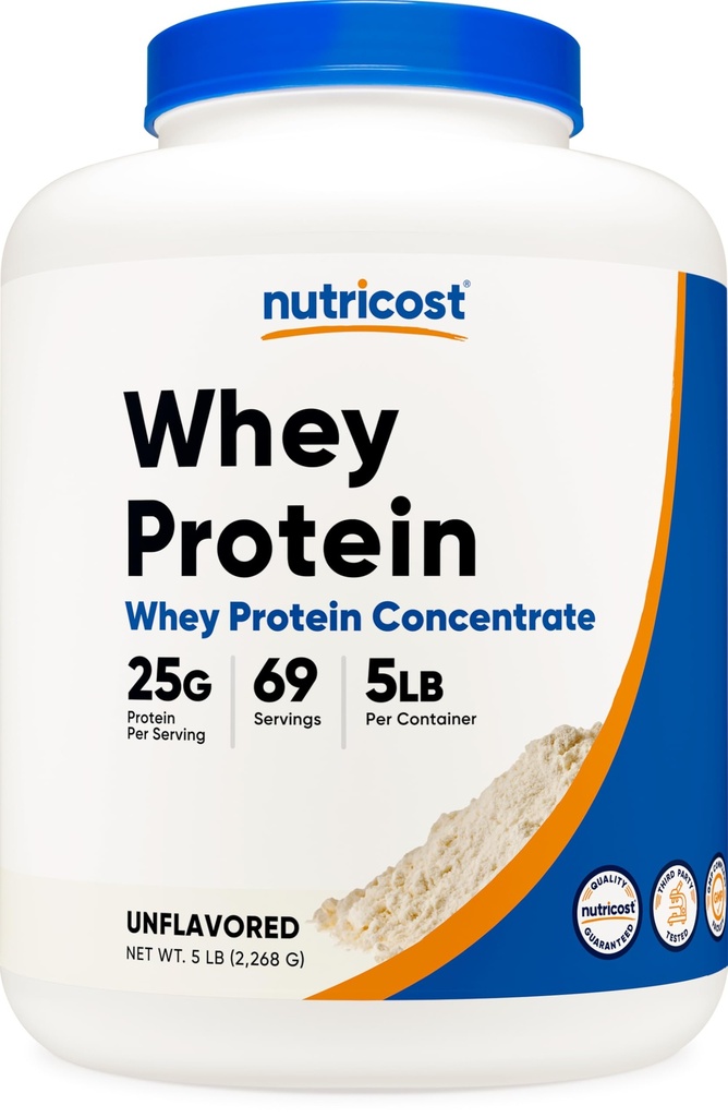 Nutricost Whiy Protein Powder, Unflashored, 5 pound - dari Whey Protein Konsentrasikan