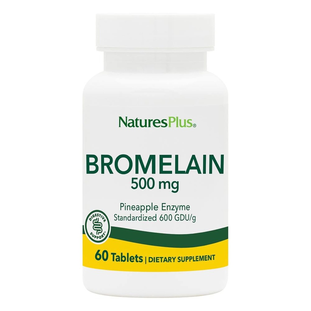 Natures Plus Bromelain - 500 mg - Tambahan Protolytic Alam - 60 tablet Vegetarian (60 Servis)