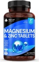 Tambahan Magnesium 500mg Magnesium dan Zinc Suplemen - Tinggi Absorbency Magnesium Oxide & Zinc - Muscle Bones & Heally Immune Fungsi - Vegan, Non- GMO, Gluten- Free - 120 Easy to Swallow Tablet