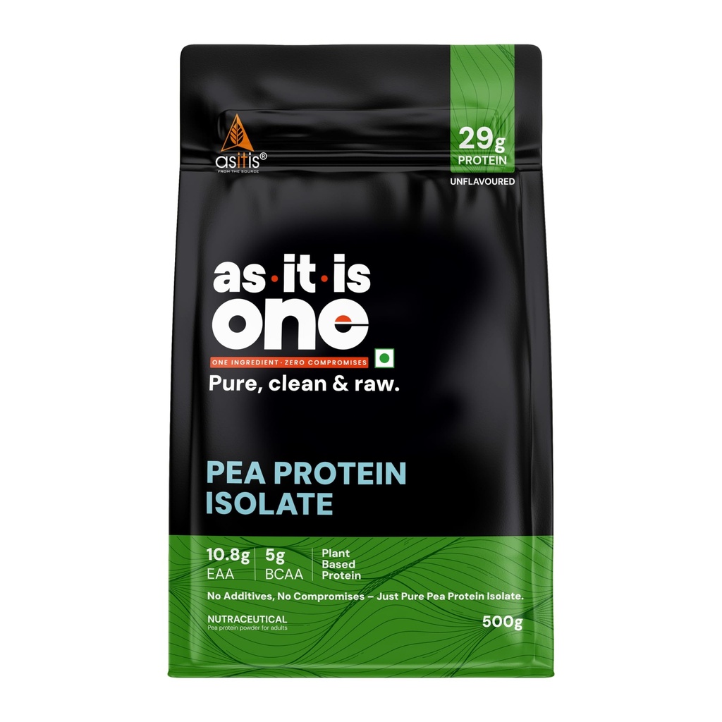 AS-IT-IS ONE Pea Protein Isolate - Plant Based - Unflavoured, 29g Protein, Adults of All ages, 500g