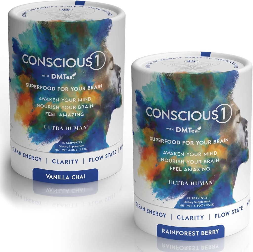 Ultra Human Consclous1 - Fokus Boosting Superfood Blend Vanilla Chai & Rainforest Berry Variety Pack