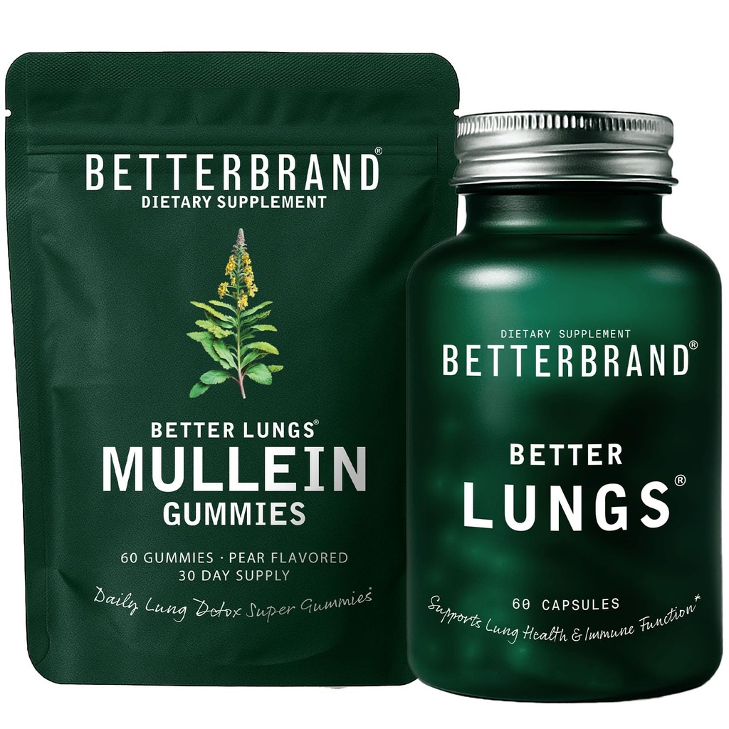 Better brand Health Pack - BetterLungs & Mullein Gummies - Complete Respirate Wellness Pack: BetterLungs & Mullein Gummies - 30 Day Suppply