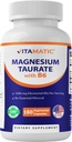 Vitamesium Magnesium Taurat 1500mg per Serving - 180 Vegetarian Capsules (Menyediakan 300 mg dari Elemental Magnesium) - Ditambahkan B6 untuk Absorpsi Maksimum - Menyediakan Otot, Gabungan, dan Kesehatan Hati *