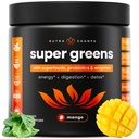 NutraChamps Super Greens Powder Premium Superfood 124; 20 + Organic Green Vedgie Whole Foods 124; Wheat Grass, Spirulina, Chlorella Antioxidant, Digeoxyme & Probiotic Blends (9.0 OZ, Mangga)