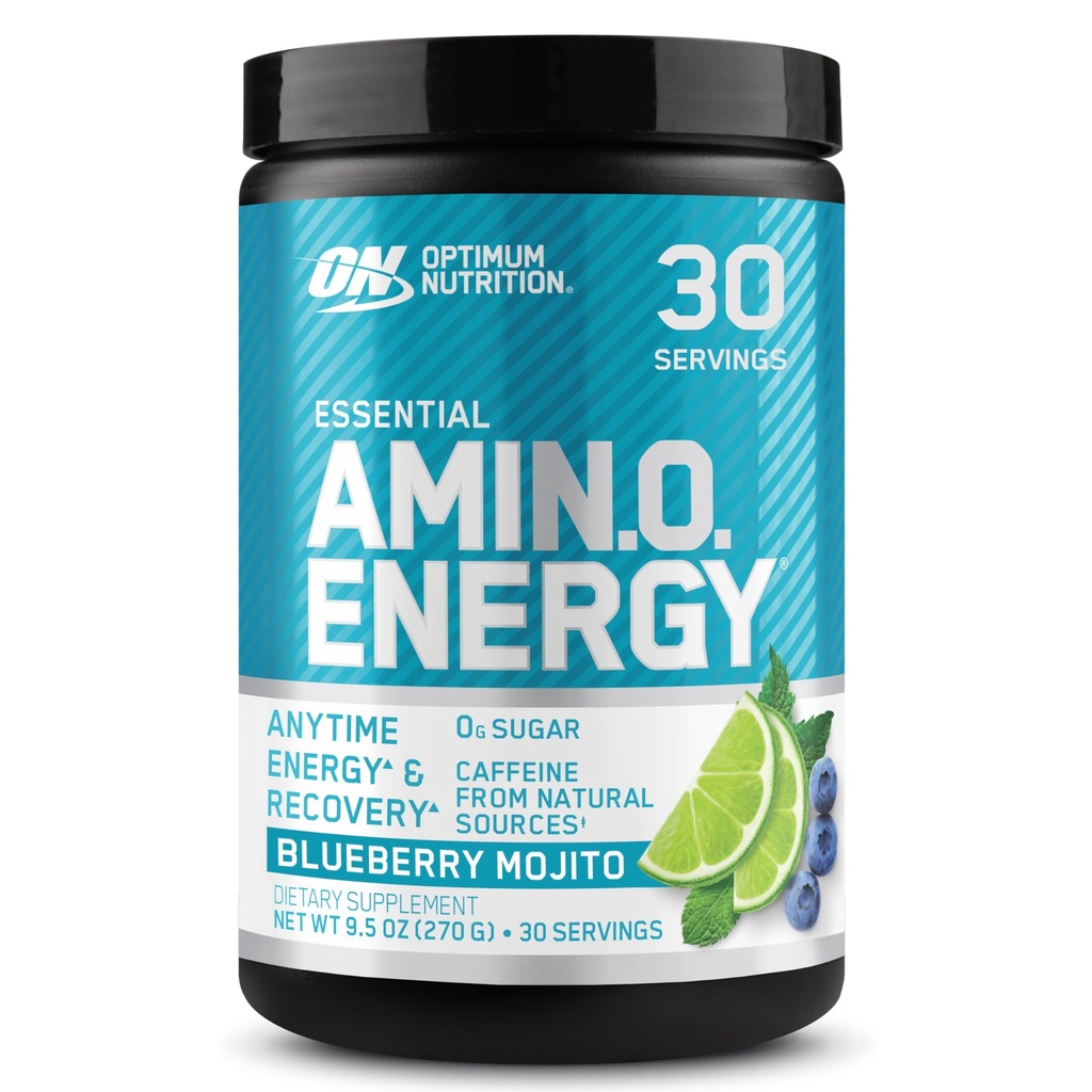 Optimum Nutrition Amino Energy - Pre Workout with Green Tea, BCAA, Acids, Keto Friendly, Green Coffee Extract, Energy Powder - Blueberry Mojito, 30 Servings (Packaging May Wary)