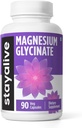 STAY ALVE Chemated Magnesium Glycinate 500mg, absorpsi tinggi, 90 Kapsul, 100% bubuk Glycinate Pure, Suplemen Magnesium Ekstra untuk Perempuan dan Pria, Non-GMO & Gluten Gratis