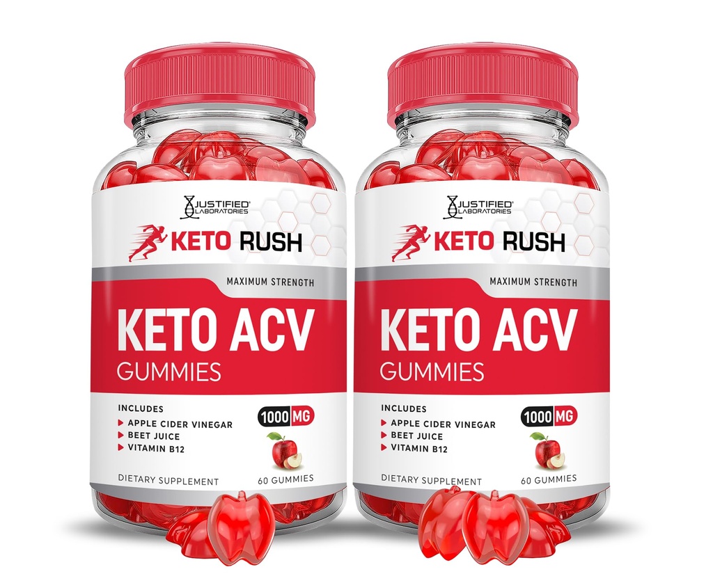 Laboratorium yang direstified (2 Pack Keto Rush Keto ACV Gummies Lanjutan Formula 1000MG Powder B12 Vegan Non GMO 120 Gummys