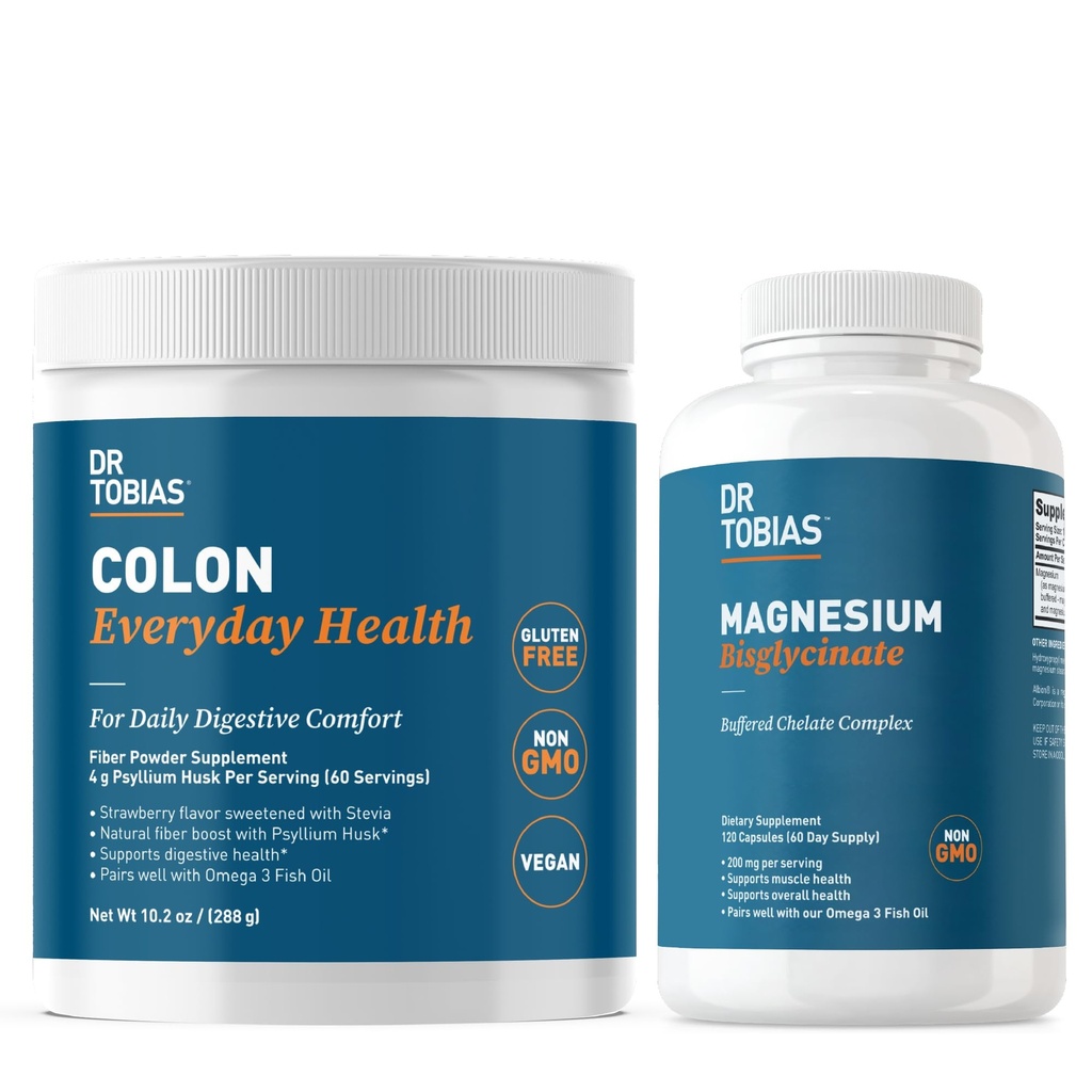 Dr Tobias Colon Kesehatan Setiap hari & Magnesium Bisglycinate - Komfort Digetical dan Dukungan untuk Muscle & Bone Health, Vegan, Non- GMO